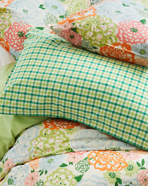 Nile Green Gingham Pillowcase Set