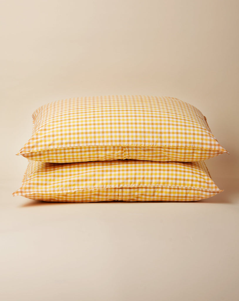 Flax Gingham Pillowcase Set