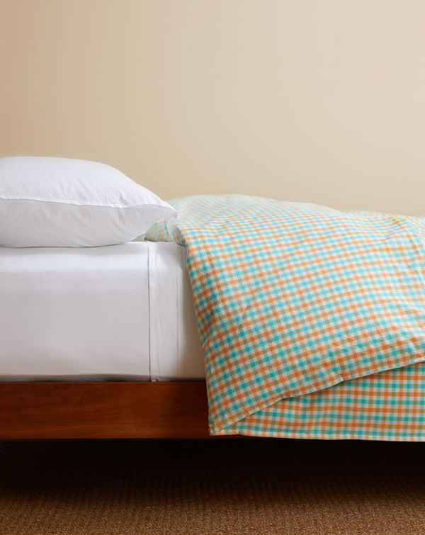 Turquoise & Flax Gingham Duvet Bundle